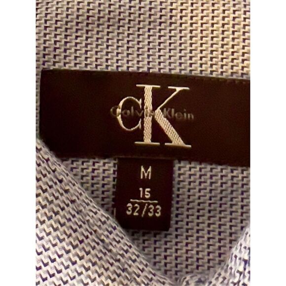 CK Calvin Klein Blue Jacquard Dress Shirt Sz 15 32/33 Button Down Long Sleeve - Picture 4 of 9